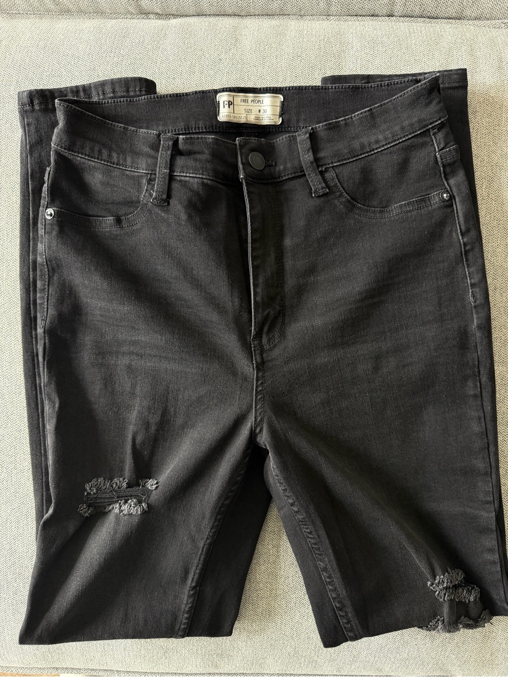Free People Black Slim Ripped Jeans